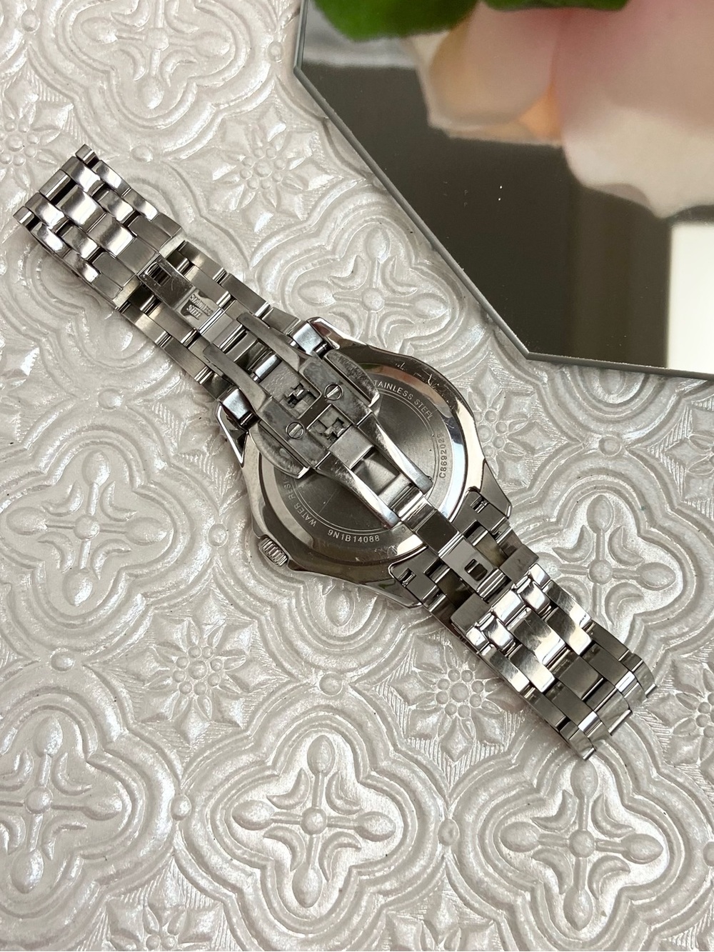 Bulova Diamond Accented Bezel & Dial Blue Mother of Pearl Dial Stainless Watch - Picture 13 of 16